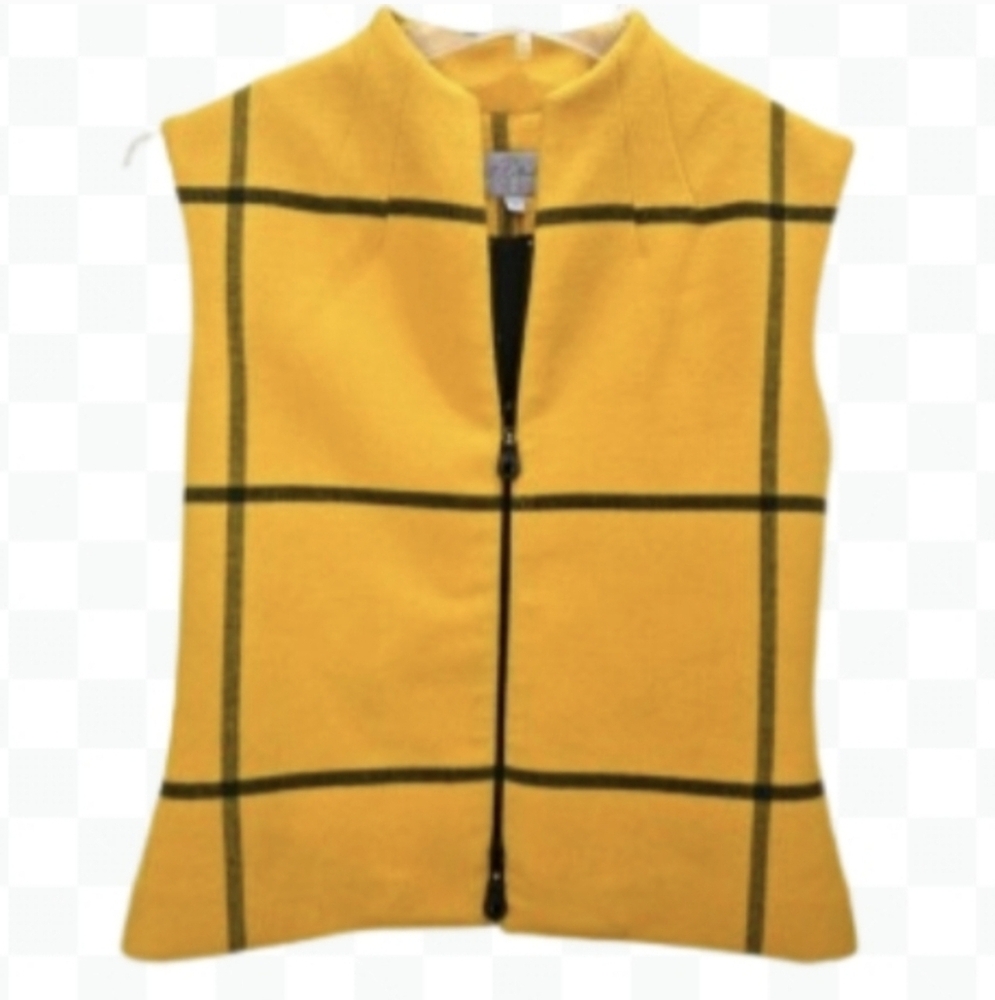 Earl Rutenberg Yellow 90s Vintage Taxi Cab Fleece Vest Size Sm - Picture 9 of 9
